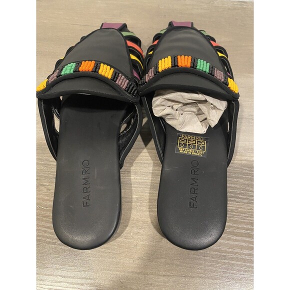 FARM Rio Rainbow Beaded Mule Vegan Tropical Vacation Boho Size 7.5 - Picture 6 of 10